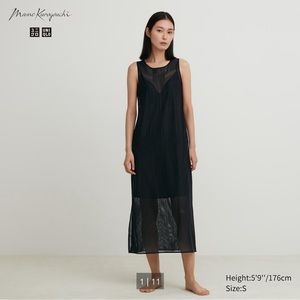 NWT Uniqlo by Mame Kurogouchi Black Mesh Sleeveless Maxi Dress